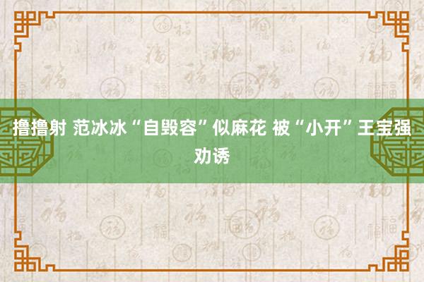 撸撸射 范冰冰“自毁容”似麻花 被“小开”王宝强劝诱