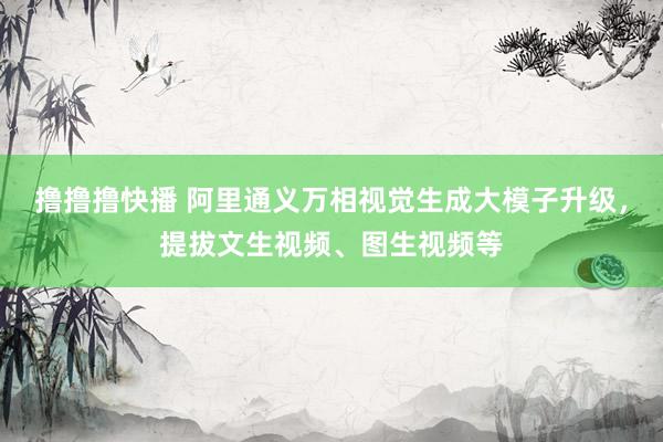 撸撸撸快播 阿里通义万相视觉生成大模子升级，提拔文生视频、图生视频等