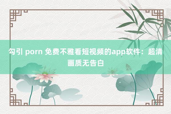 勾引 porn 免费不雅看短视频的app软件：超清画质无告白