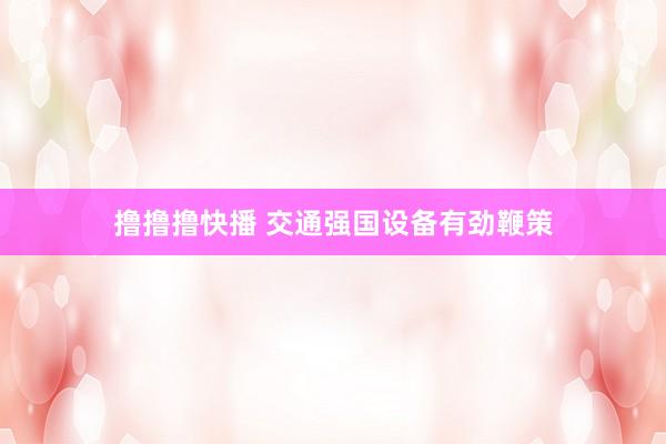 撸撸撸快播 交通强国设备有劲鞭策