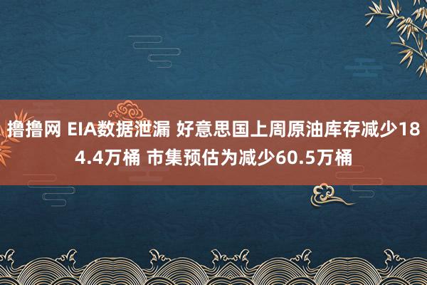 撸撸网 EIA数据泄漏 好意思国上周原油库存减少184.4万桶 市集预估为减少60.5万桶