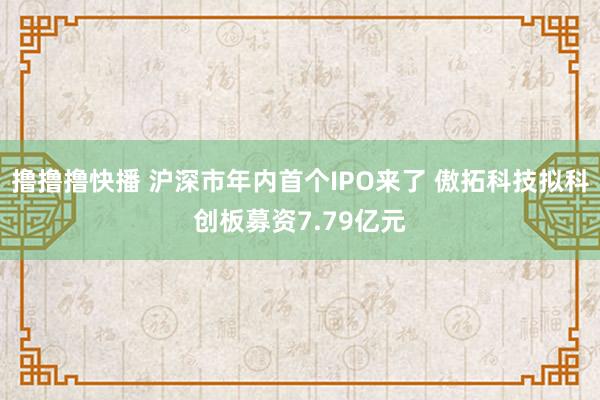 撸撸撸快播 沪深市年内首个IPO来了 傲拓科技拟科创板募资7.79亿元