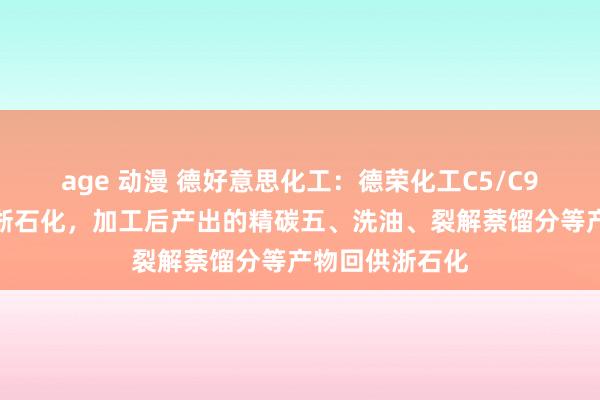 age 动漫 德好意思化工：德荣化工C5/C9原材料开始于浙石化，加工后产出的精碳五、洗油、裂解萘馏分等产物回供浙石化