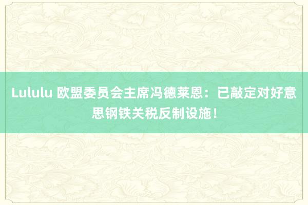 Lululu 欧盟委员会主席冯德莱恩：已敲定对好意思钢铁关税反制设施！
